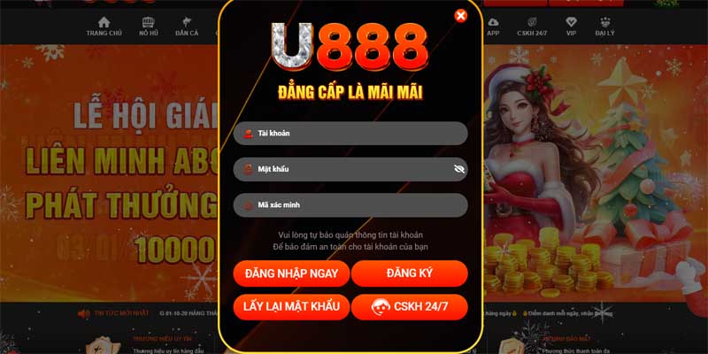 Đăng nhập U888 để tham gia chinh chiến, chinh phục giải thưởng lớn